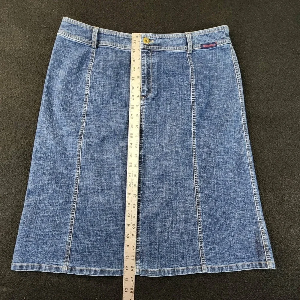 Tribal Denim A-Line Midi Skirt Blue‎ Womens Size 14 Stretch Paneled Jean Skirt